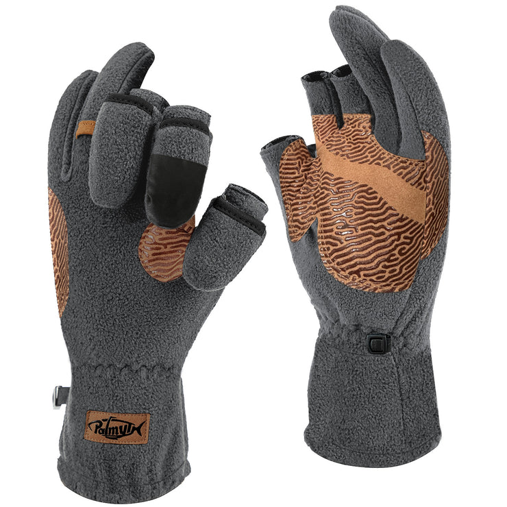 Palmyth Ice Fishing Gloves Convertible Mittens Flip Fingerless Mitt - Small