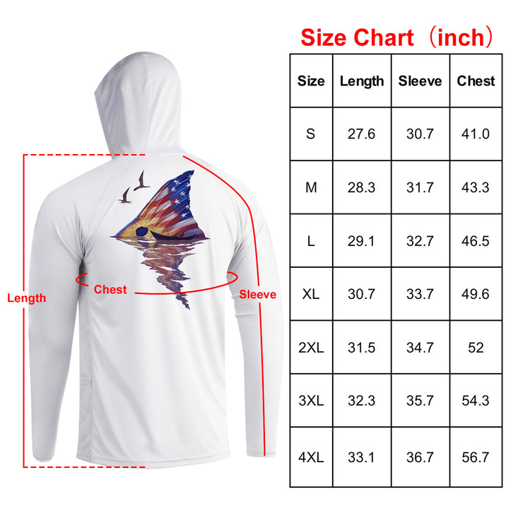 Long Sleeve Hoody Shirts UPF 50+ (Redfish Tail)
