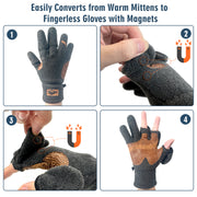 Magnets Convert Fleece Gloves 3 Cut Fingers