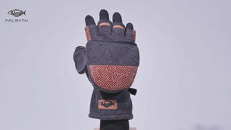Palmyth Cold Weather Fleece Fishing Gloves 3 Cut Fingers Convert