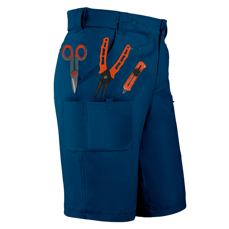 palmyth fishing shorts 10.5" inseam bottoms quick dry fishing shorts navy