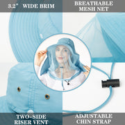 Safari Hats with Mosquito Net Hats-Airy Blue