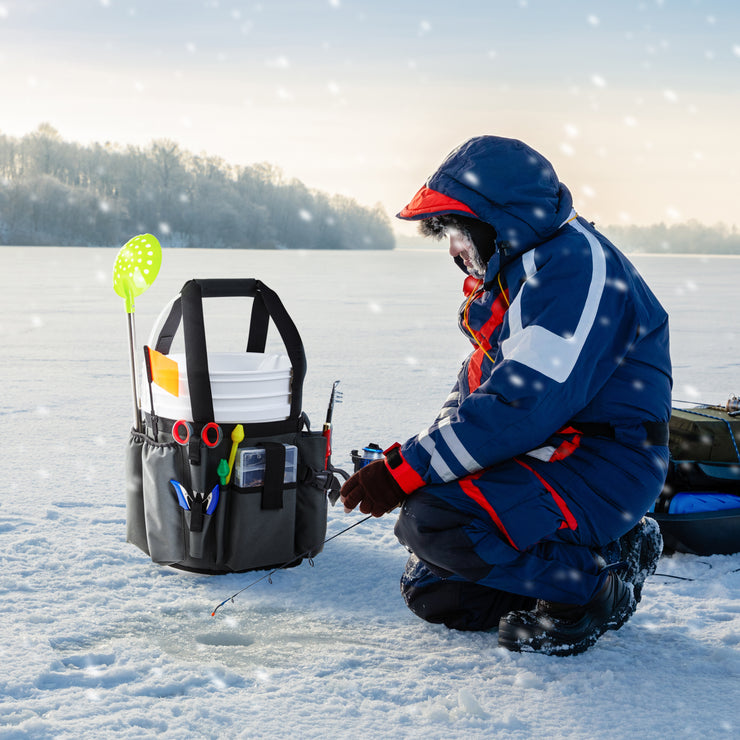 Ice Fishing Bucket Tools Organizer for 5 Gallon Bucket Caddy