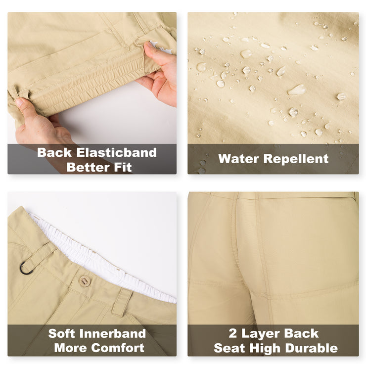 6.5" Quick-Drying Shorts with 9 pockets-Khaki/Bass