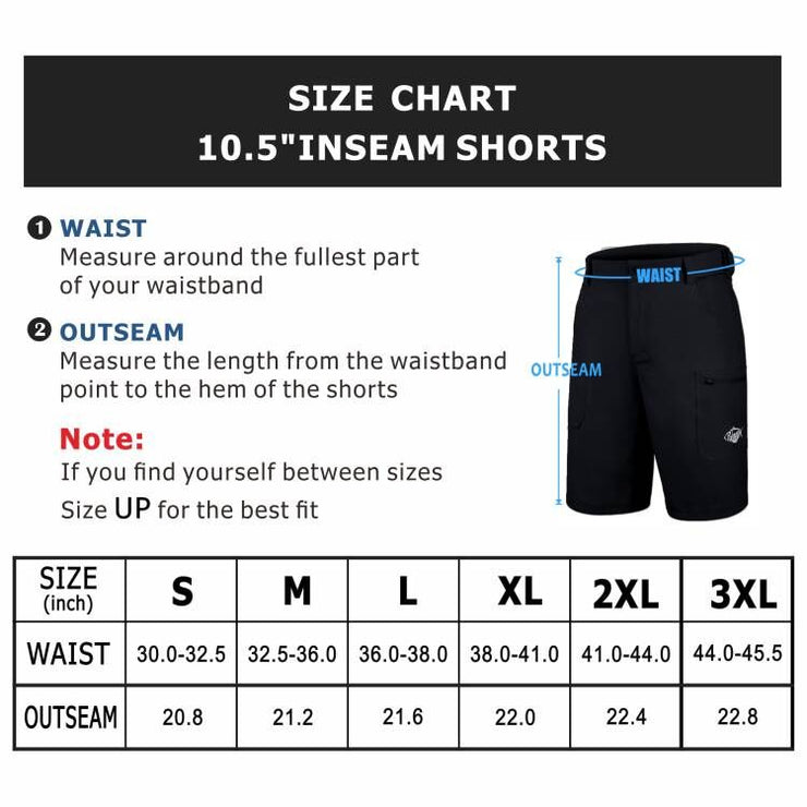 palmyth fishing shorts 10.5" inseam bottoms quick dry fishing shorts black size chart